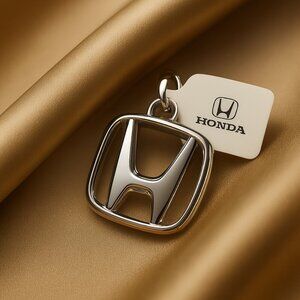 Honda Silver-Tone Keychain – Car Logo Accessory for Men & Women - Unisex